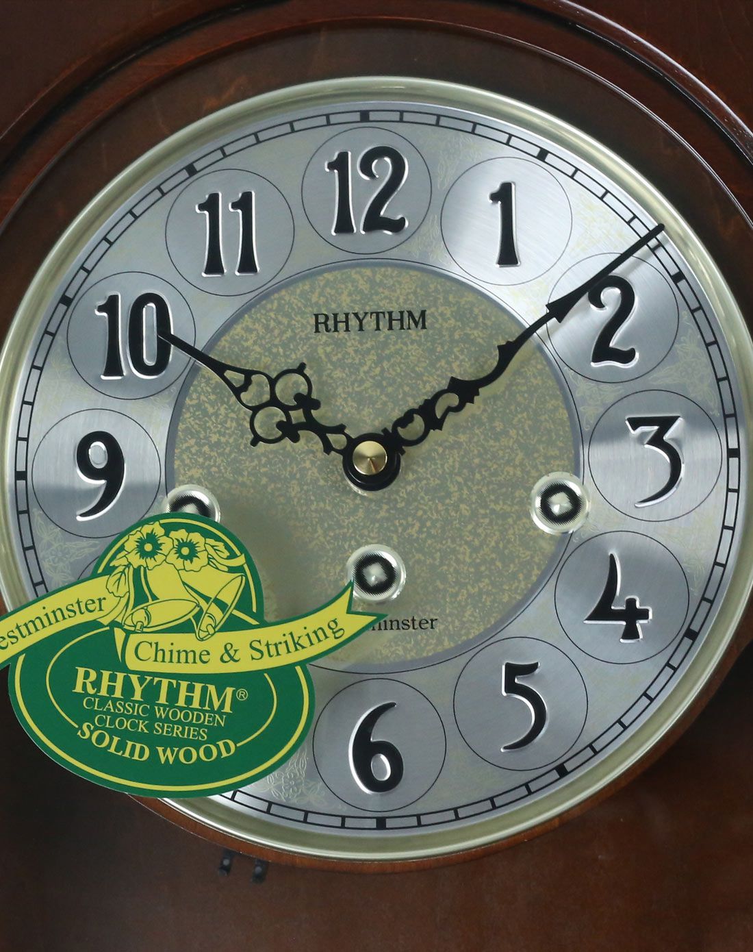 丽声rhythm时钟专场rhythm丽声 整点音乐报时客厅静音实木石英挂钟cmj