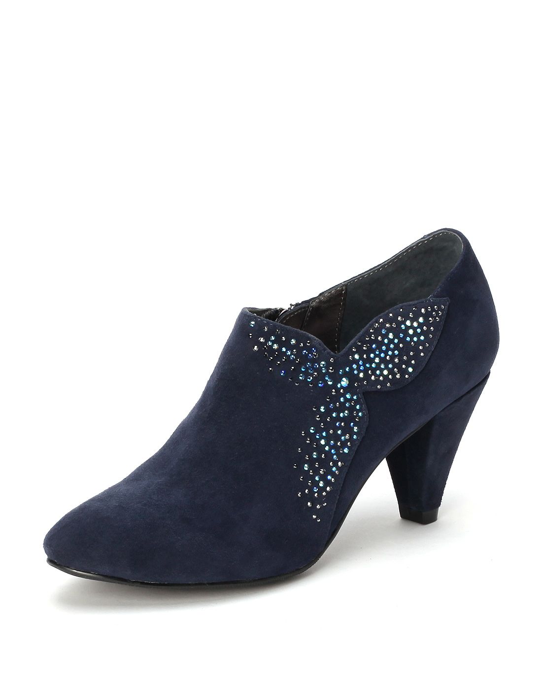 诺贝达女款深紫罗兰色羊皮绒面革深口单鞋