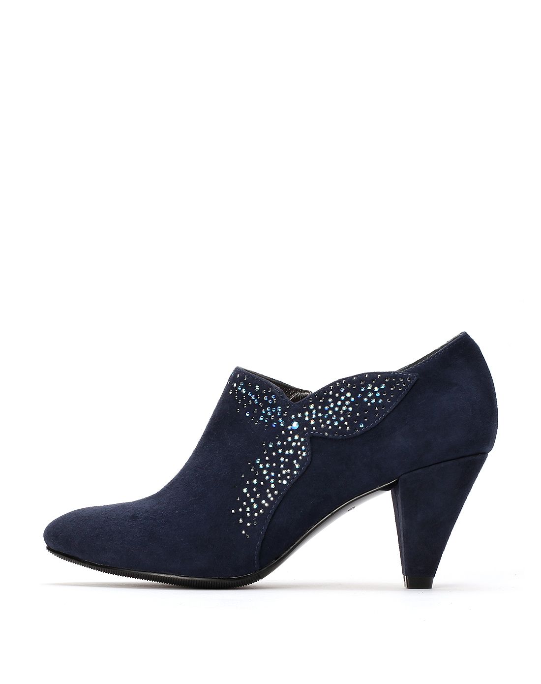 诺贝达女款深紫罗兰色羊皮绒面革深口单鞋