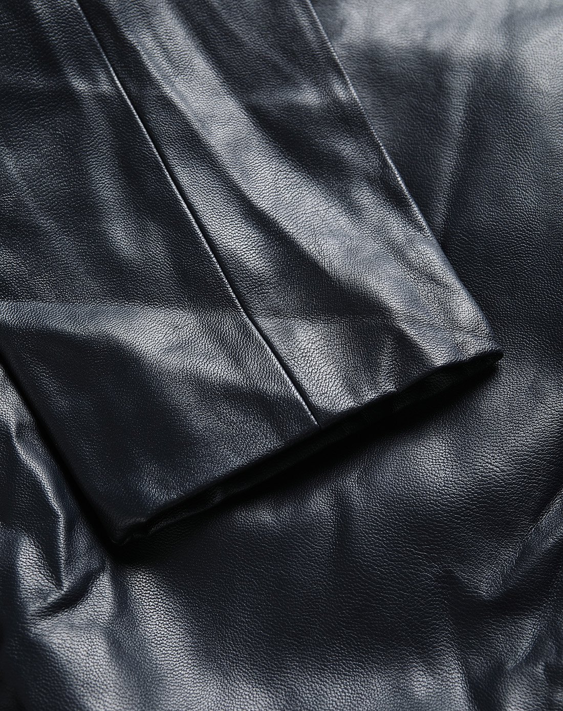 armani exchange女款毛绒拼接仿皮革圆领夹克