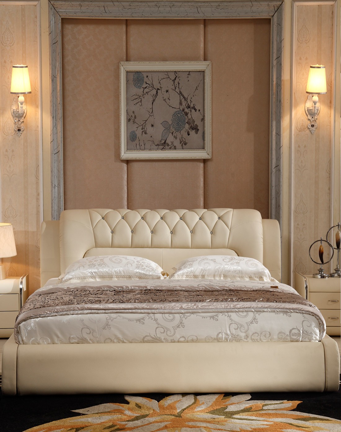 雅林家具专场现代皮床 双人床卧室皮艺软床1.8米yl048-a1_唯品会