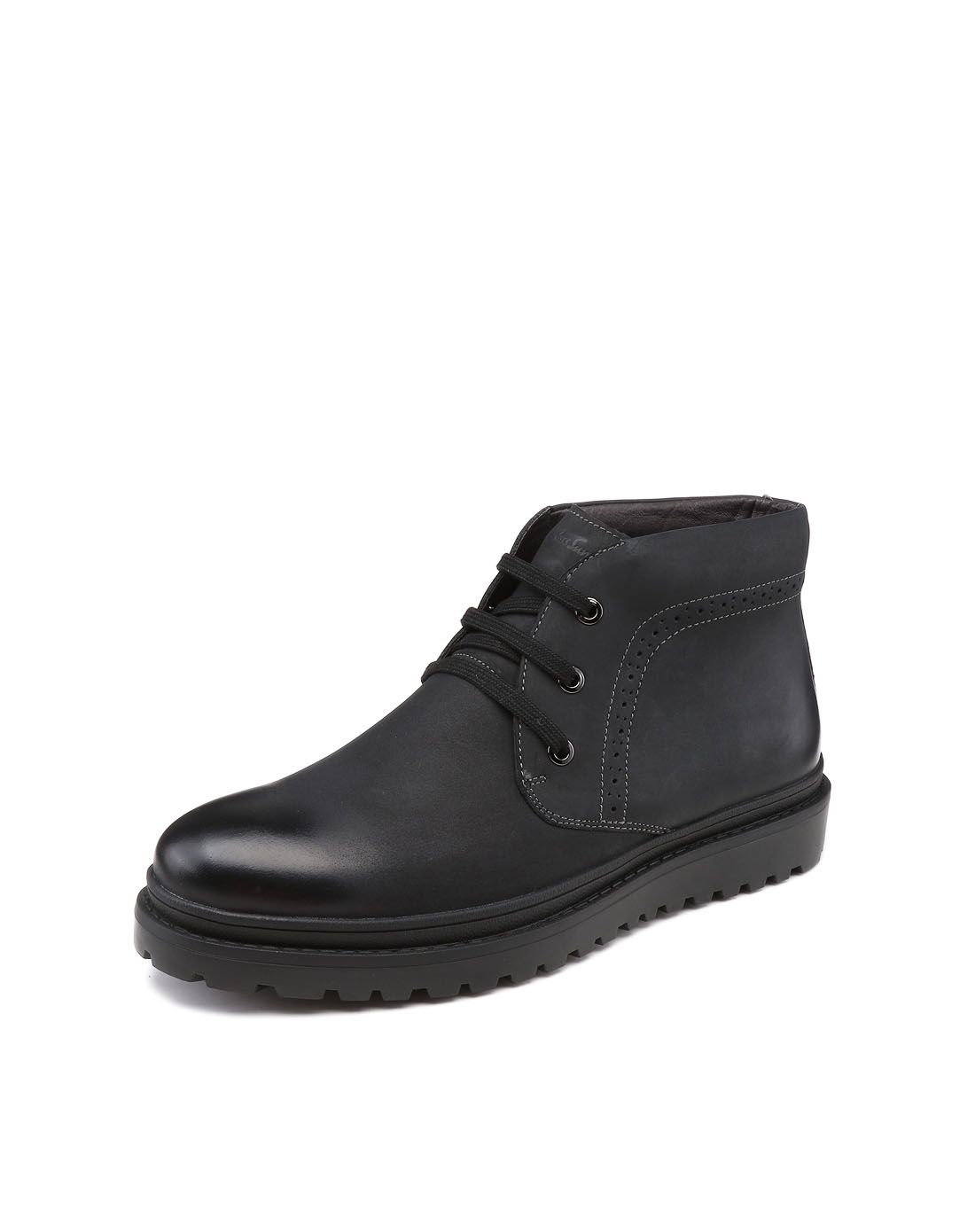 博斯绅威bosssunwen男女鞋黑色牛皮商务休闲短靴b32xc0172a_唯品会