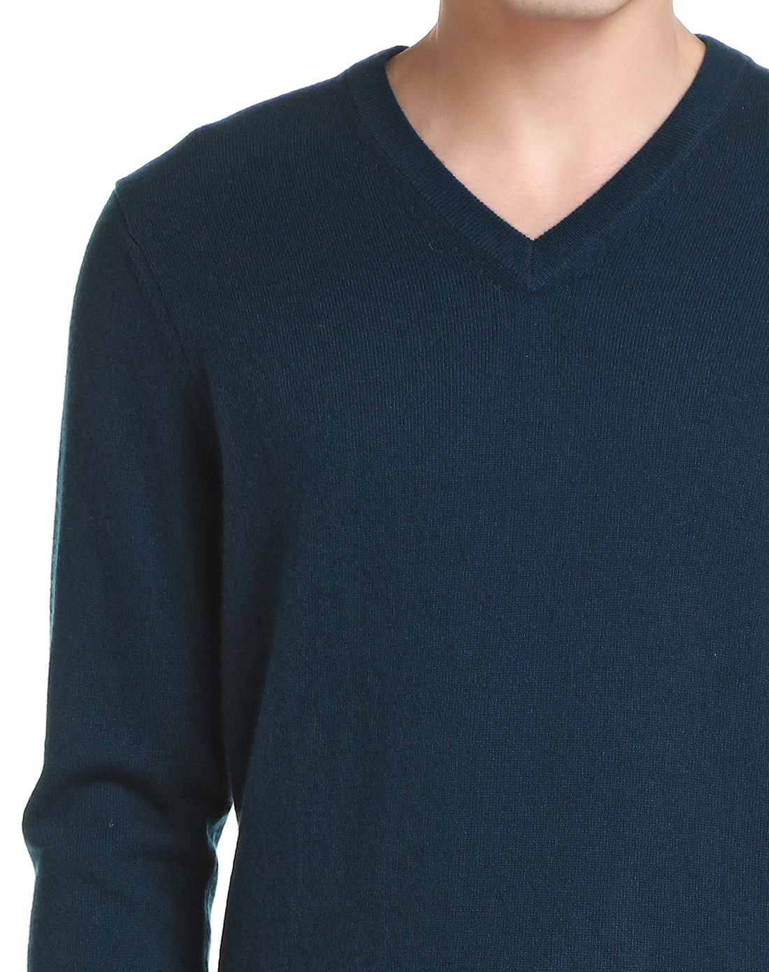 深海铁蓝色休闲简约长袖山羊绒衫