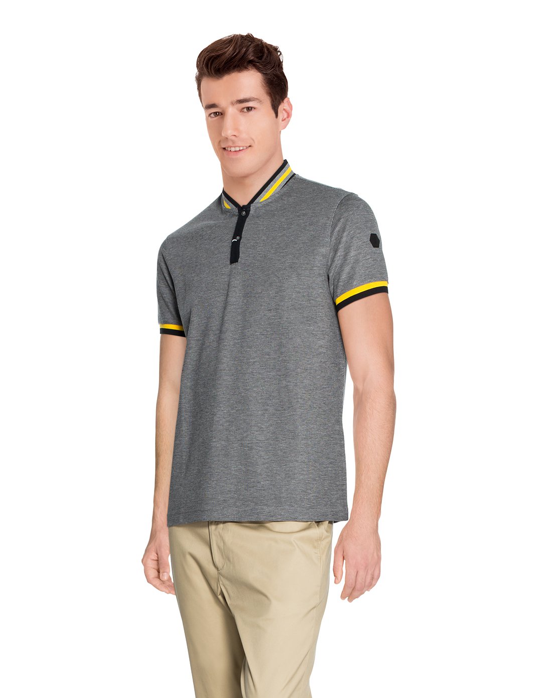 百年英伦范 kent&curwen男士春装男款深灰色肩章装饰纯棉polo衫k33h9