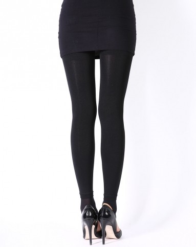 女款黑色纤俏暖弹踩脚裤