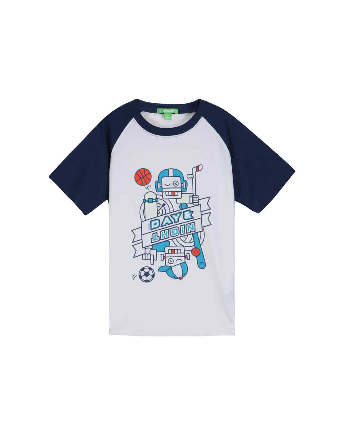 男童日与夜主题印花短袖t恤01珍珠白色