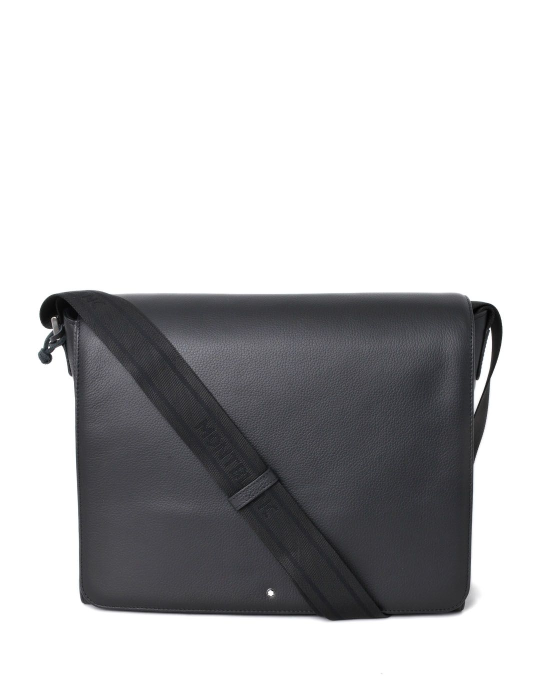 montblanc包包及配件专场montblanc 男性黑色牛皮翻盖式斜挎包113299