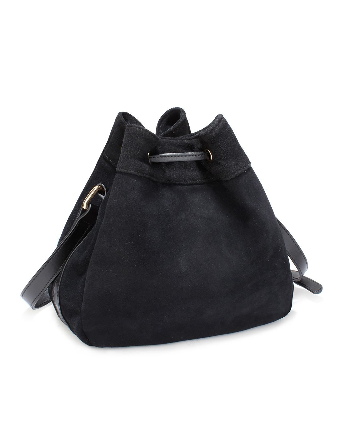 黑色磨砂牛皮流苏水桶包