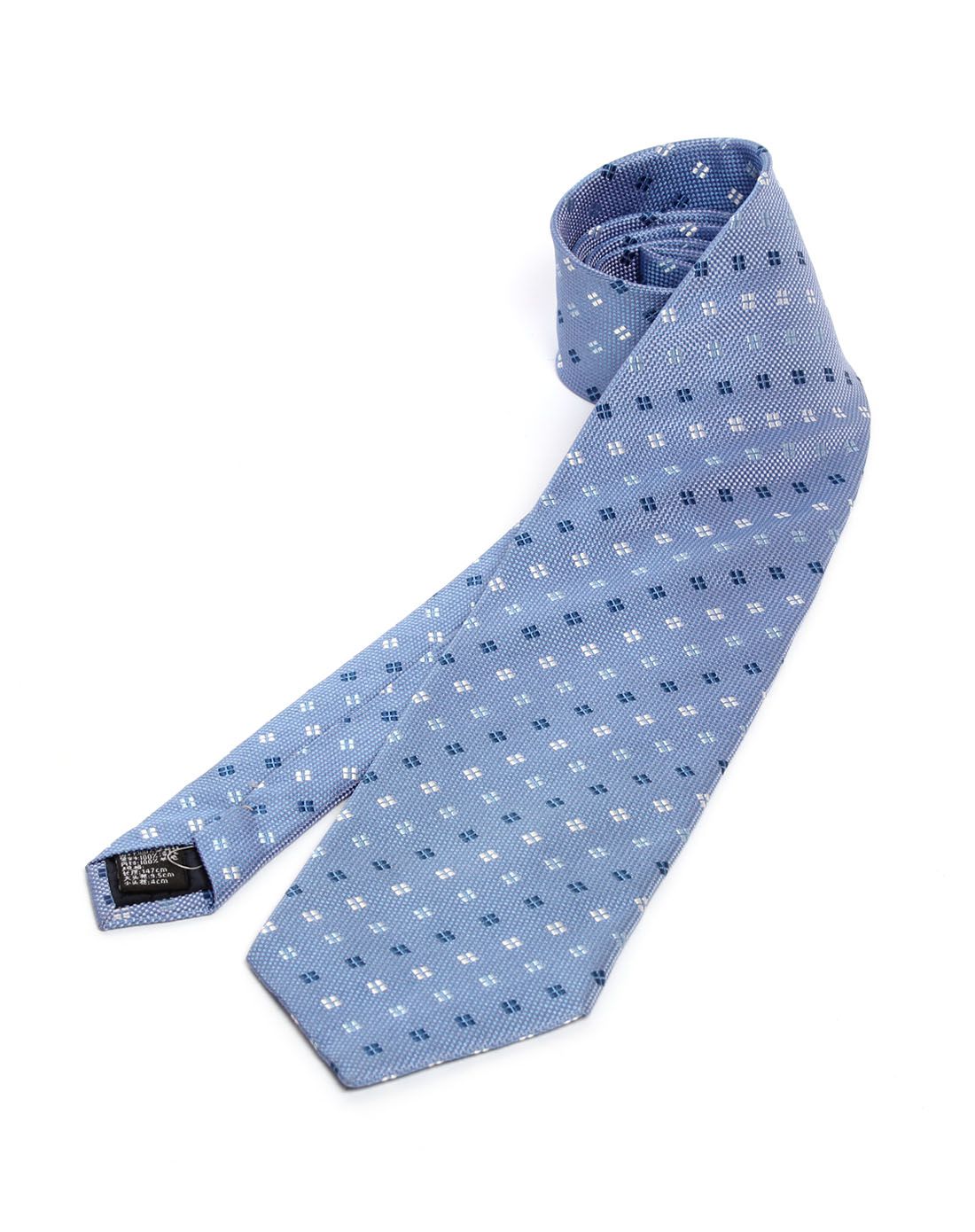 浅蓝色小方格提花领带