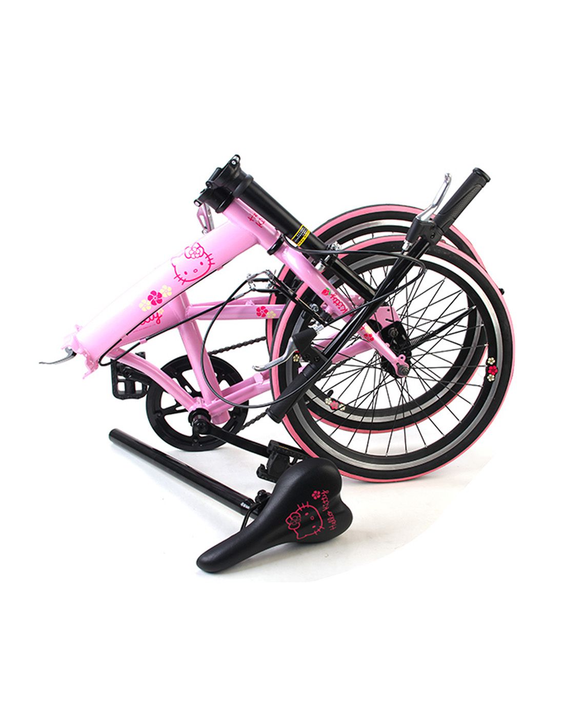 hello kitty 黑色韩式折叠自行车