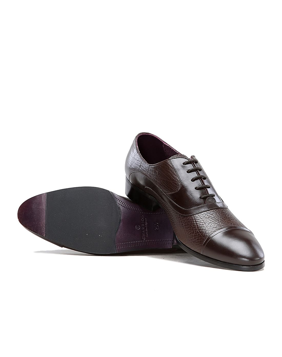 法国夏利豪 棕色牛皮绅士商务皮鞋