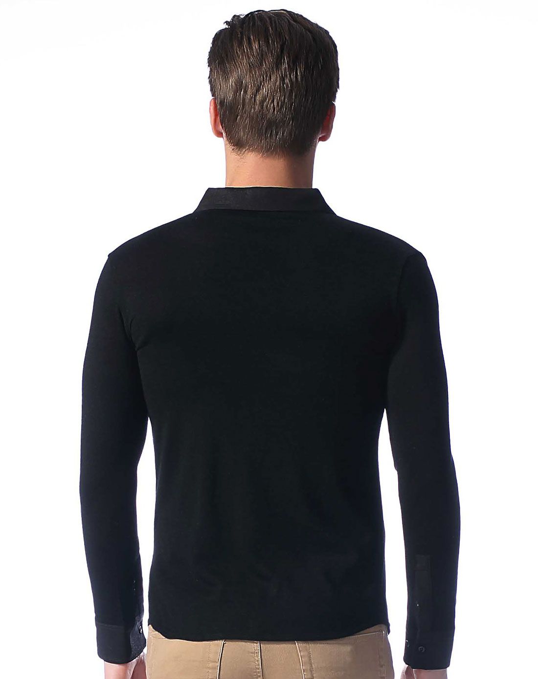 九鹿·王worthy男士深黑色印花时尚经典羊毛衫n3mq1829#_唯品会