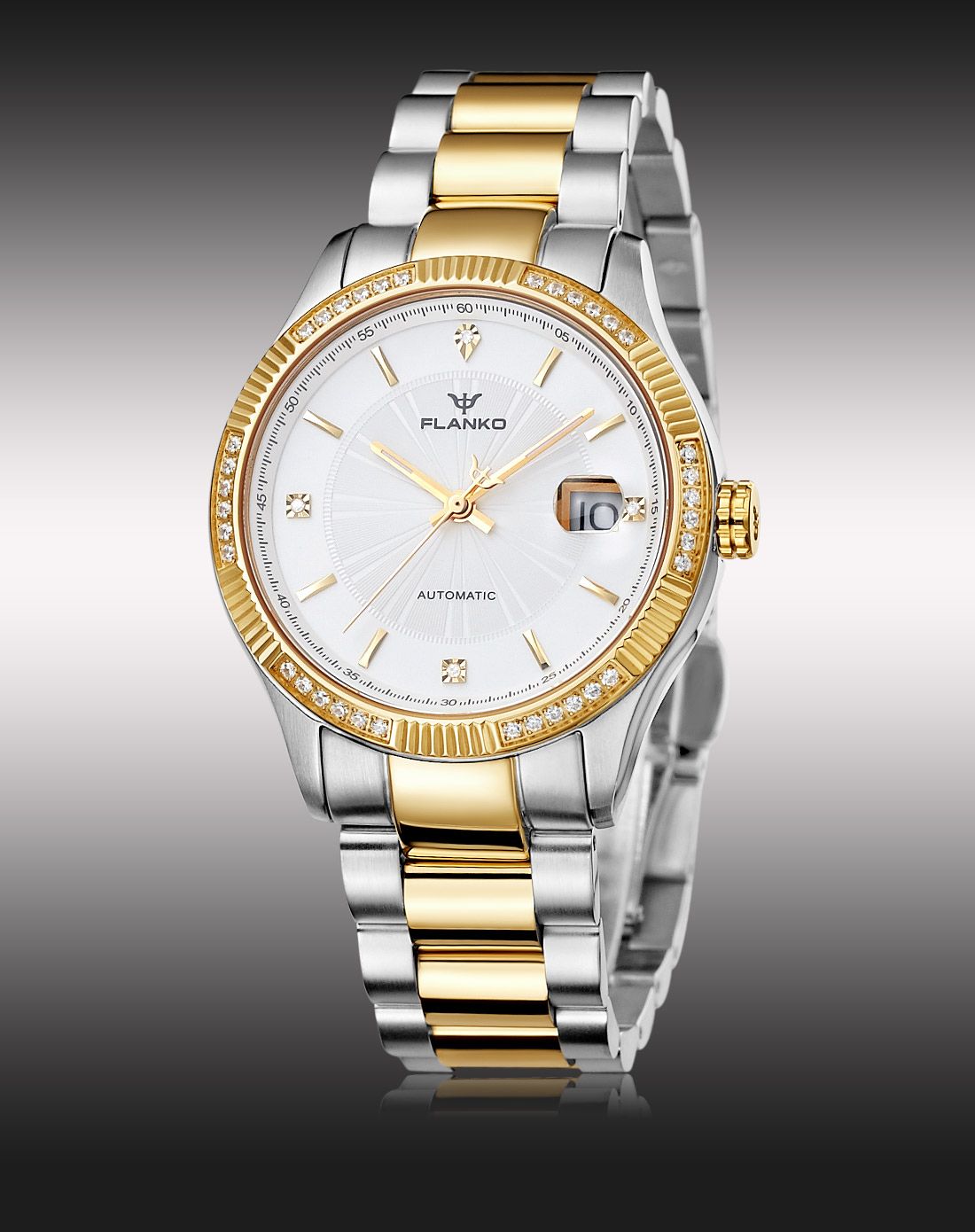 全自动机械蓝宝石镜面316精钢镶石商务男款