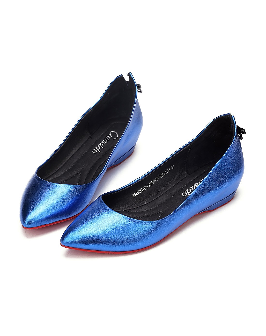 2016年新品性感魅惑式蓝色金属牛皮革v口包边流线型尖头单鞋