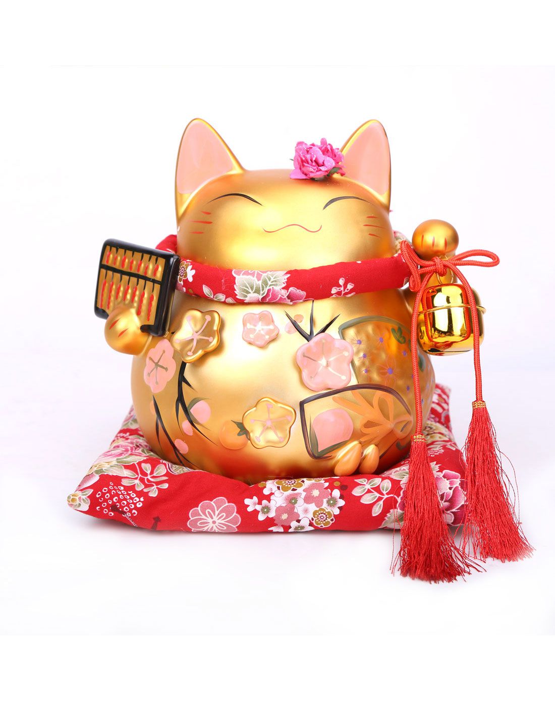 8寸哑光招财猫(金算盘)