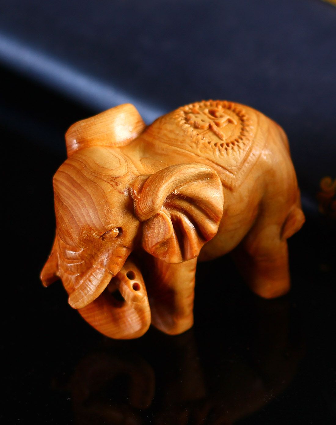 崖柏木手把件-富贵小象 一对装