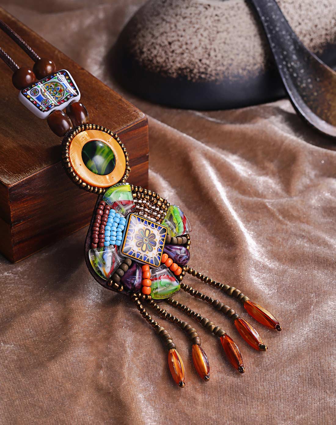 民族风原创手工编织特色毛衣链c款