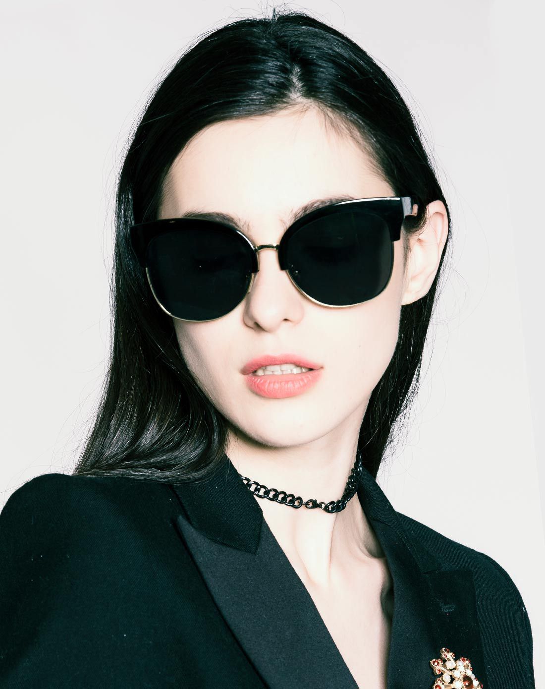 卡仕曼 韩版复古半框达人中性风大墨镜