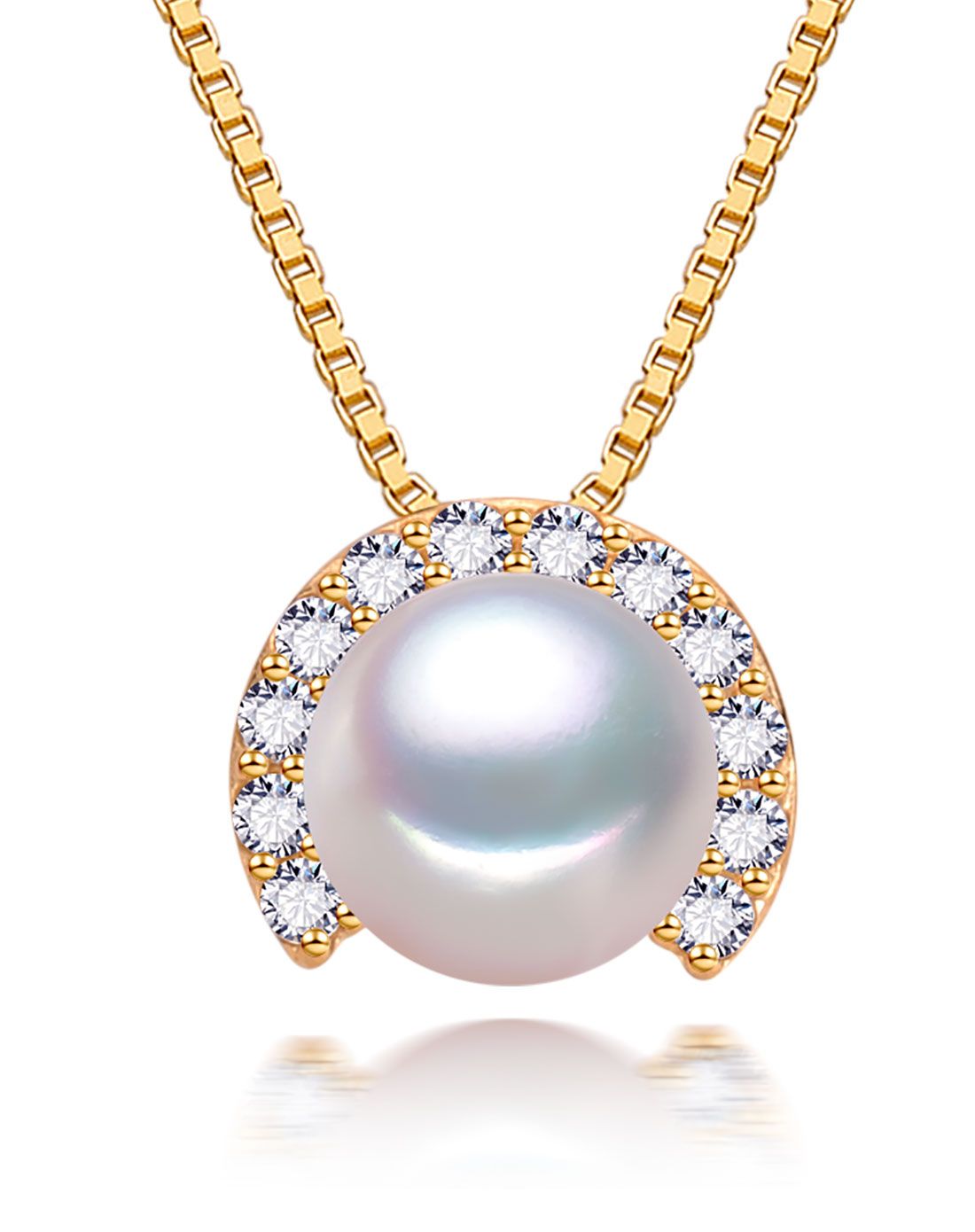 6-6.5mm海水珍珠贵冠吊坠 14k金配件含18k金欧字链