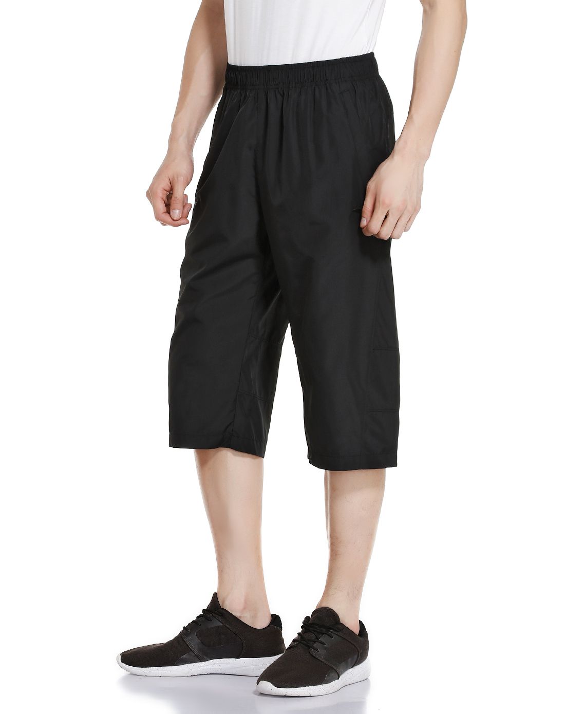 轻薄速干 男款黑色梭织运动七分裤 篮球系列