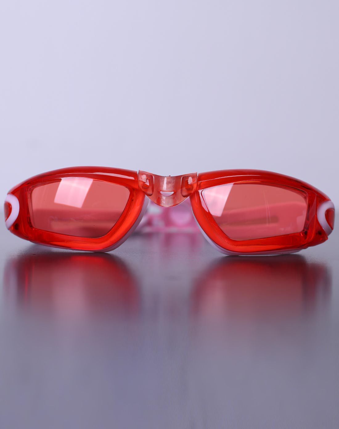 红色帅气大框防雾防水高清儿童泳镜 头带可调