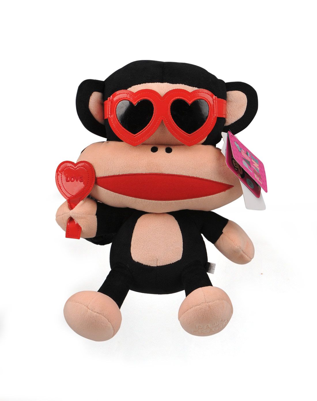 大嘴猴paul frank潮流运动专场30cm黑色坐姿公仔 心形眼镜pfty150096