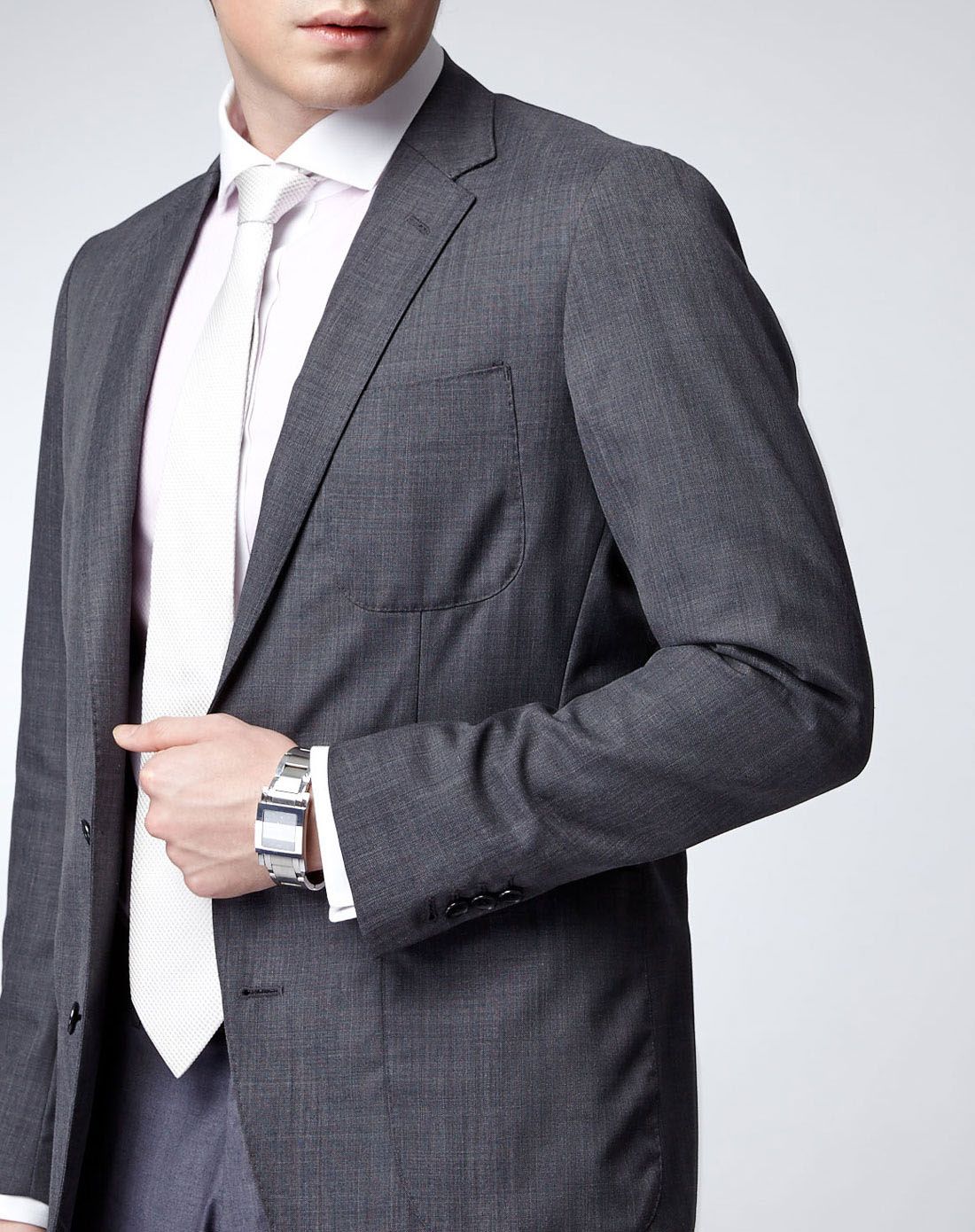 > [modern modular wardrobe]轻量羊毛西装外套-炭灰