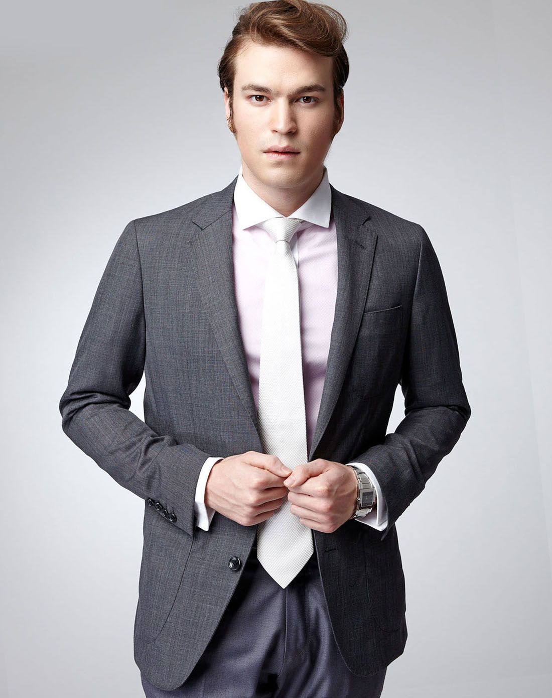 > [modern modular wardrobe]轻量羊毛西装外套-炭灰