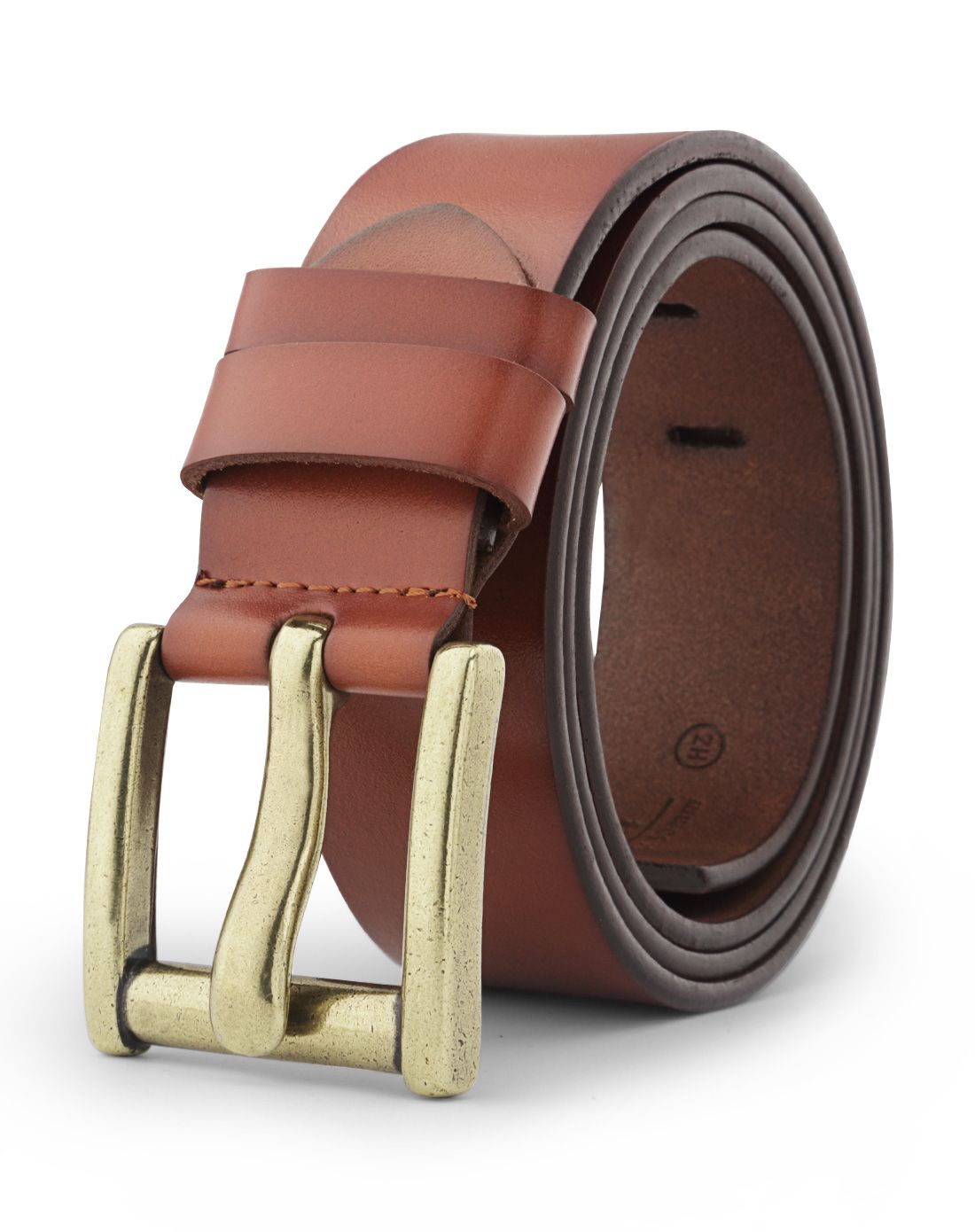 男款棕色牛皮休闲针扣皮带