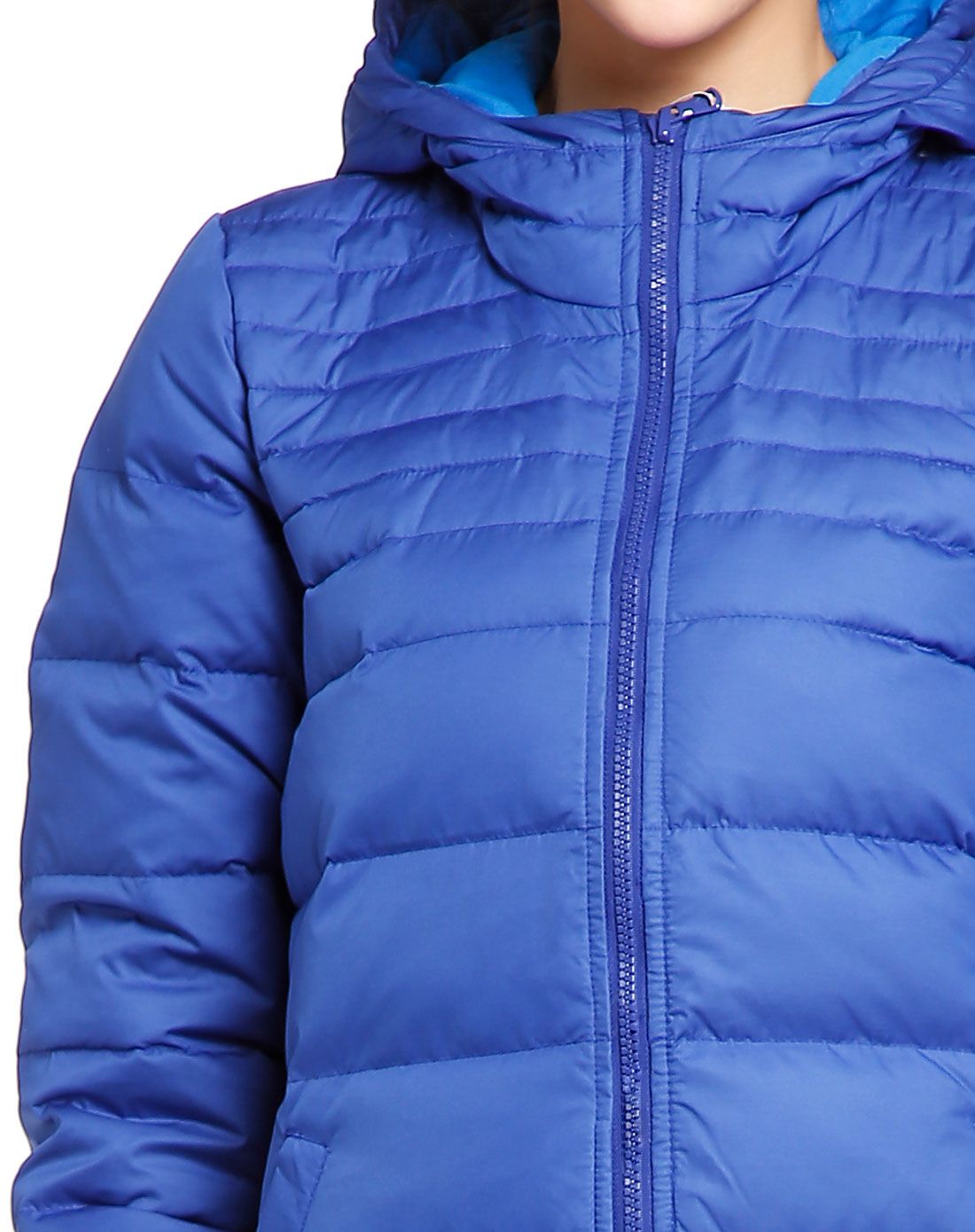 御寒保暖 女款蓝色羽绒服 训练系列