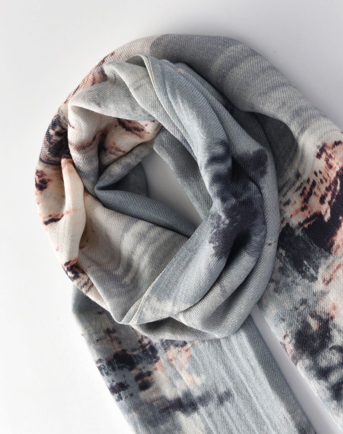 galleria女款数码喷绘水墨印花混绒围巾/披肩