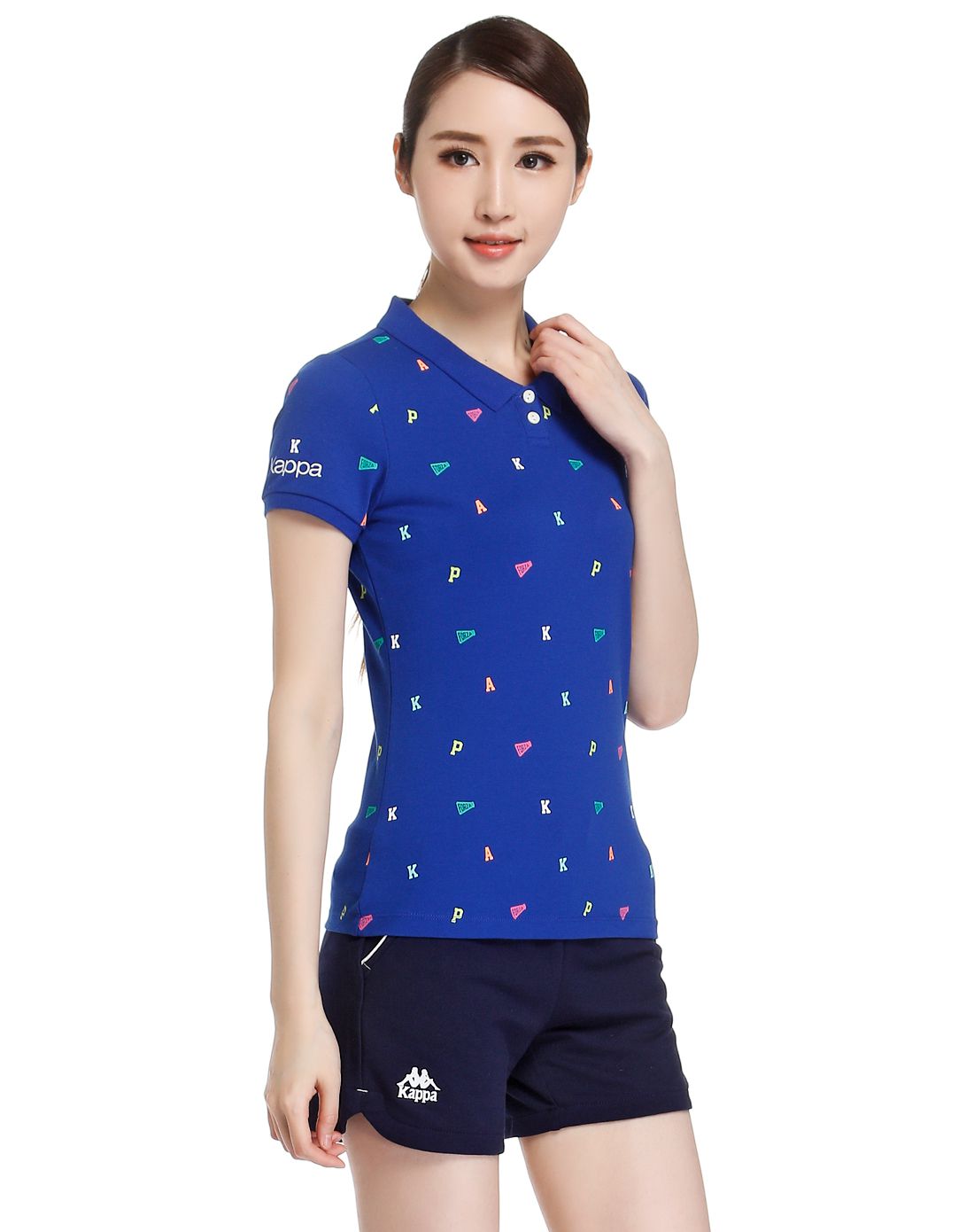 经典印花 女款天蓝色短袖polo衫