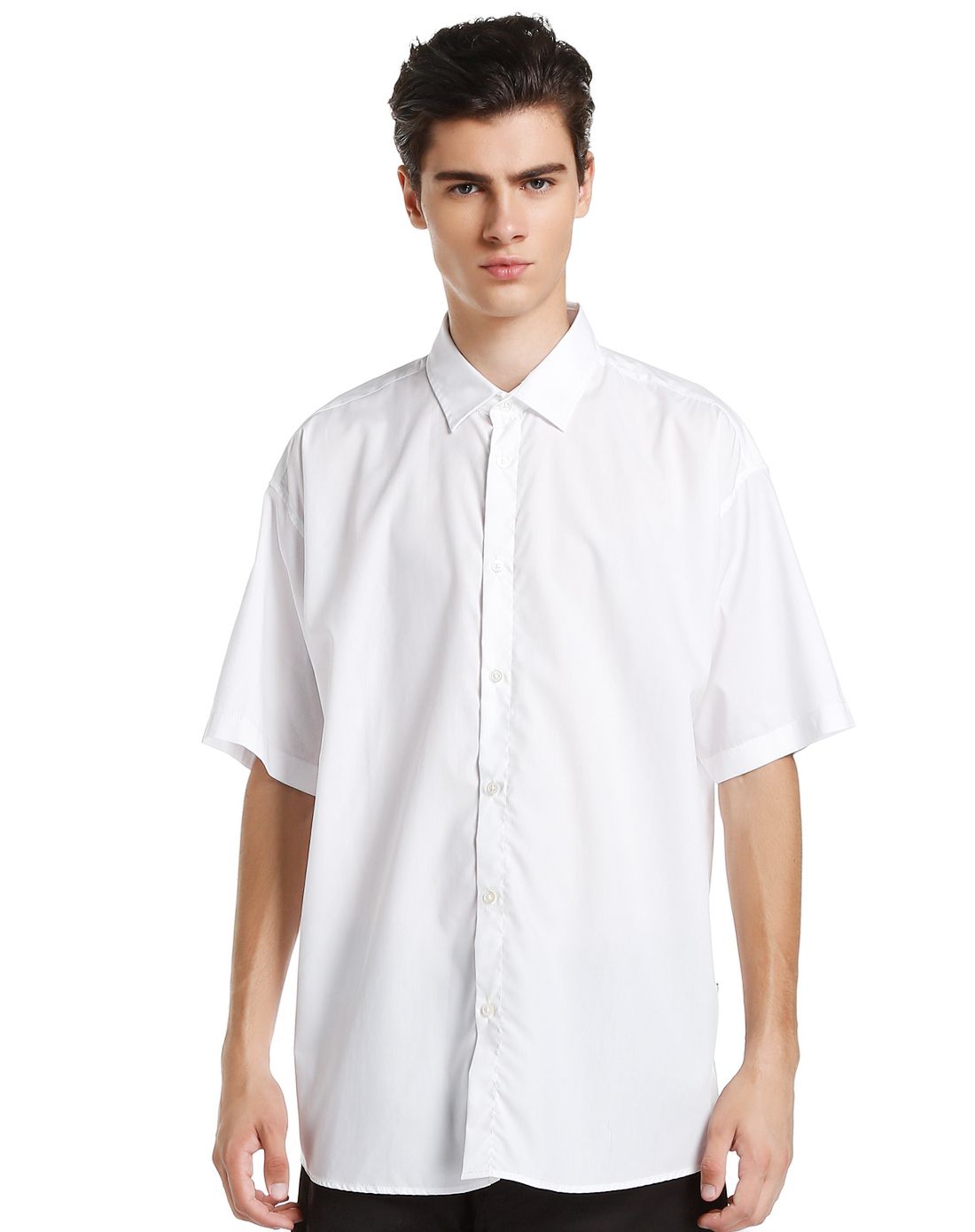 男款白色简约斯文短袖衬衫