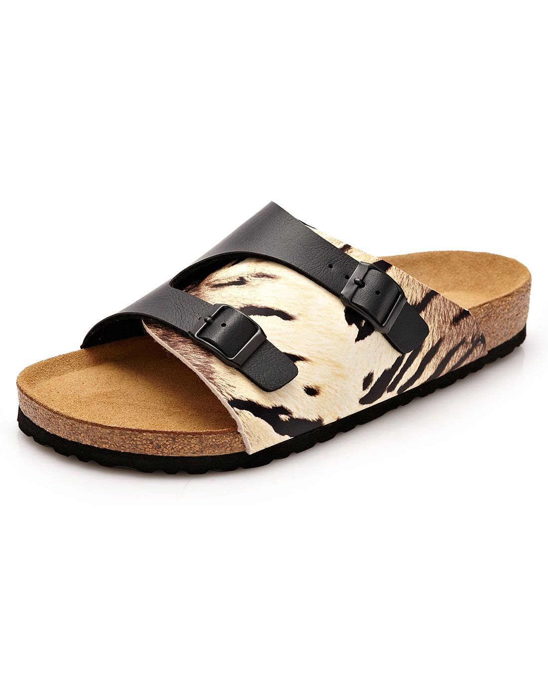 虎皮纹/黑色时尚休闲舒适凉鞋