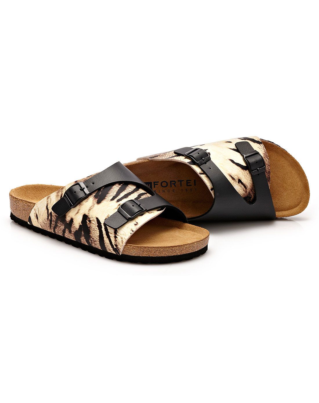 虎皮纹/黑色时尚休闲舒适凉鞋