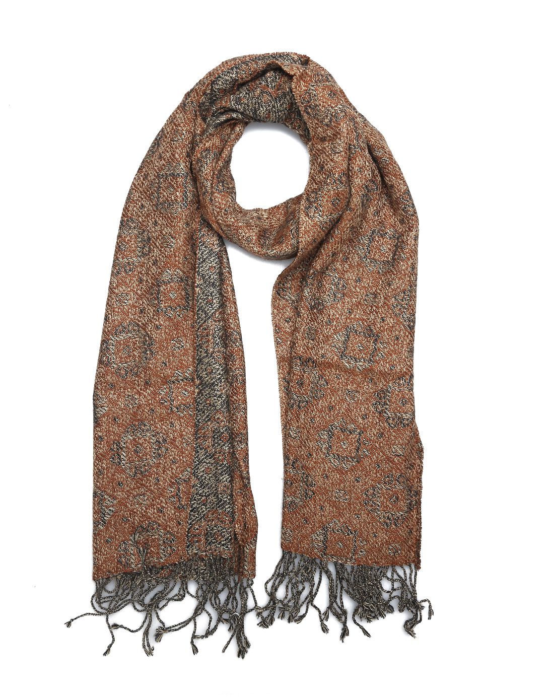 鹿王 精混纺双面提花围巾