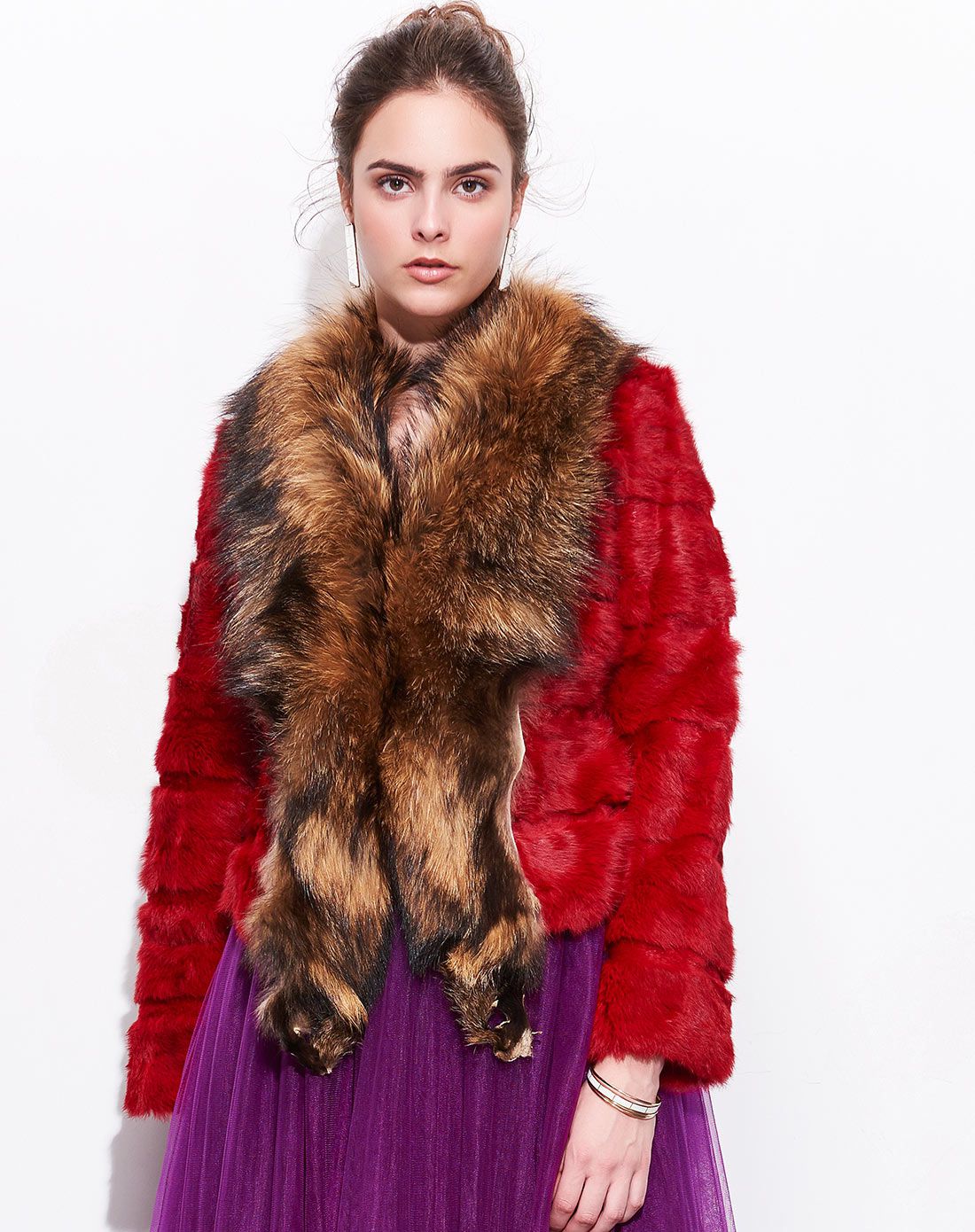 貉子毛领修饰设计兔毛皮草外套