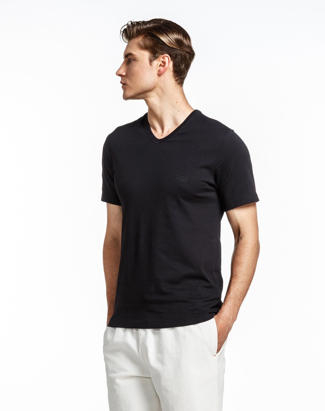 hugo boss 男式短袖v领t恤衫2件装