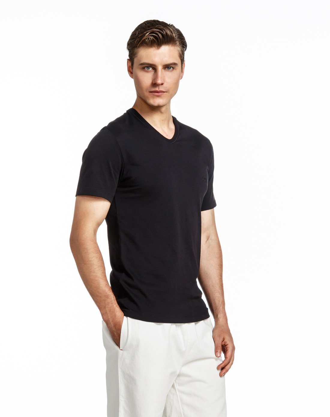 hugo boss 男式短袖v领t恤衫2件装