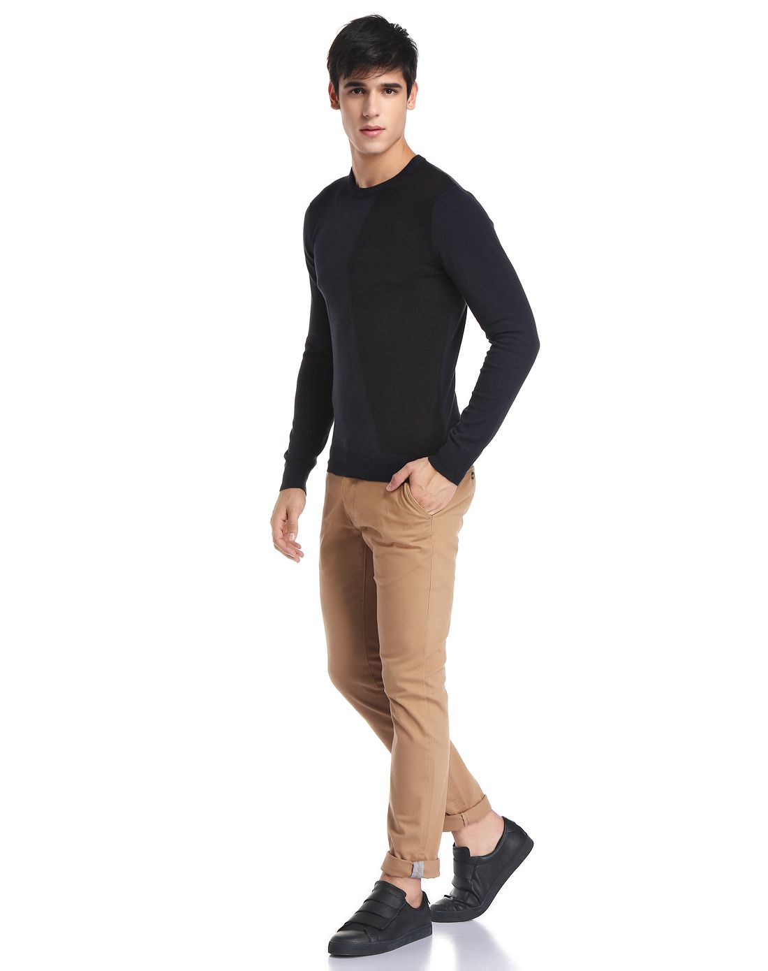 老佛爷秋冬季男装清仓专场casual urban柔软舒适 男款黑配蓝色长袖