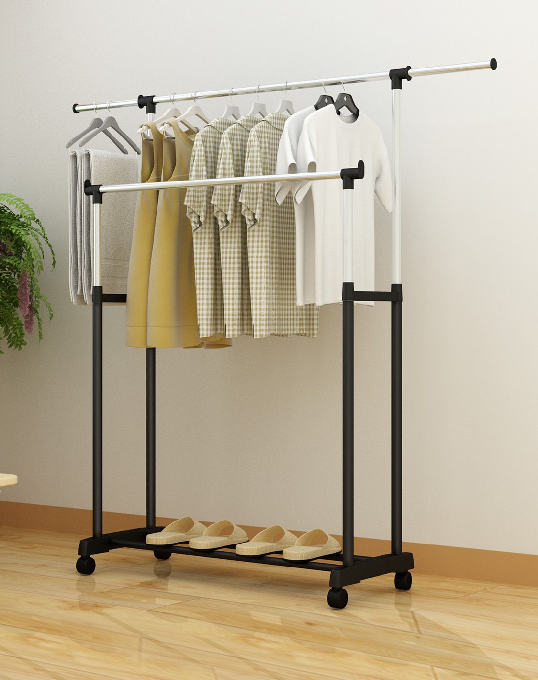 可伸缩双杆晾挂衣架