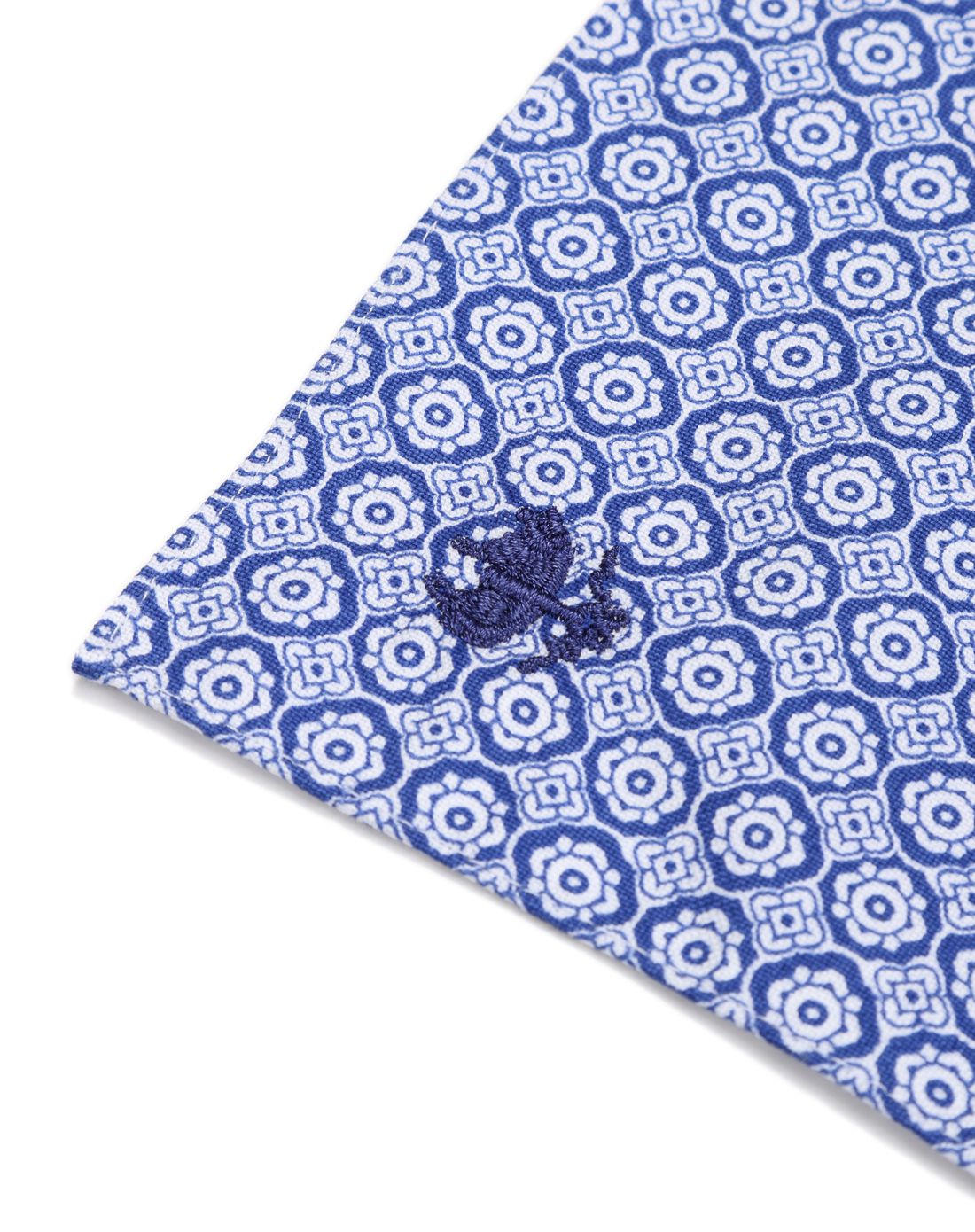 mainline男款海蓝色印花刺绣logo方巾