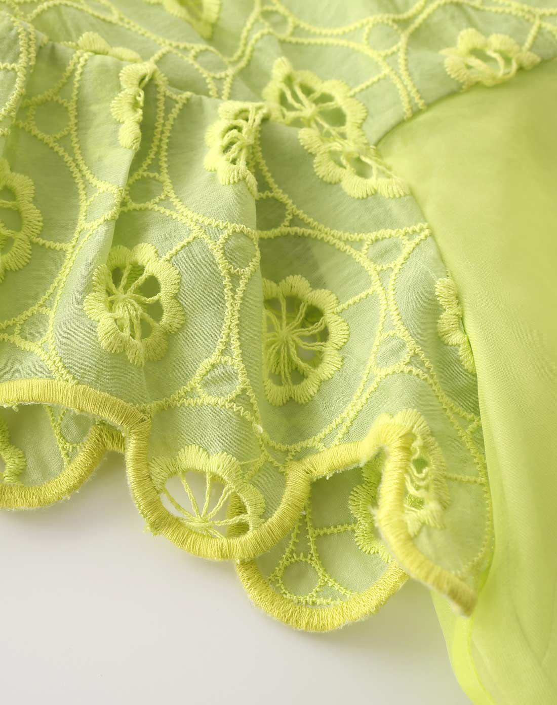 浅草绿色h型松身蕾丝布连衣裙