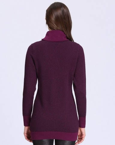 超细美丽诺羊毛紫酱红电脑版两翻领套衫