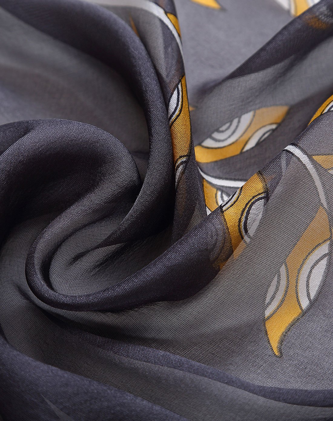 galleria女款灰色花卉图案真丝围巾