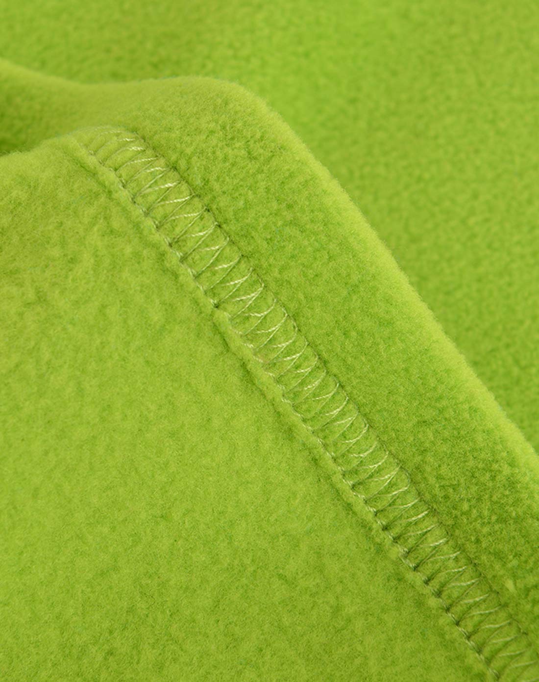 男童酸橙绿拼色半高领套头抓绒衫