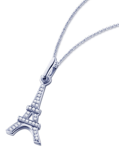千叶 爱自由系列埃菲尔铁塔18k金钻石吊坠(不含链)