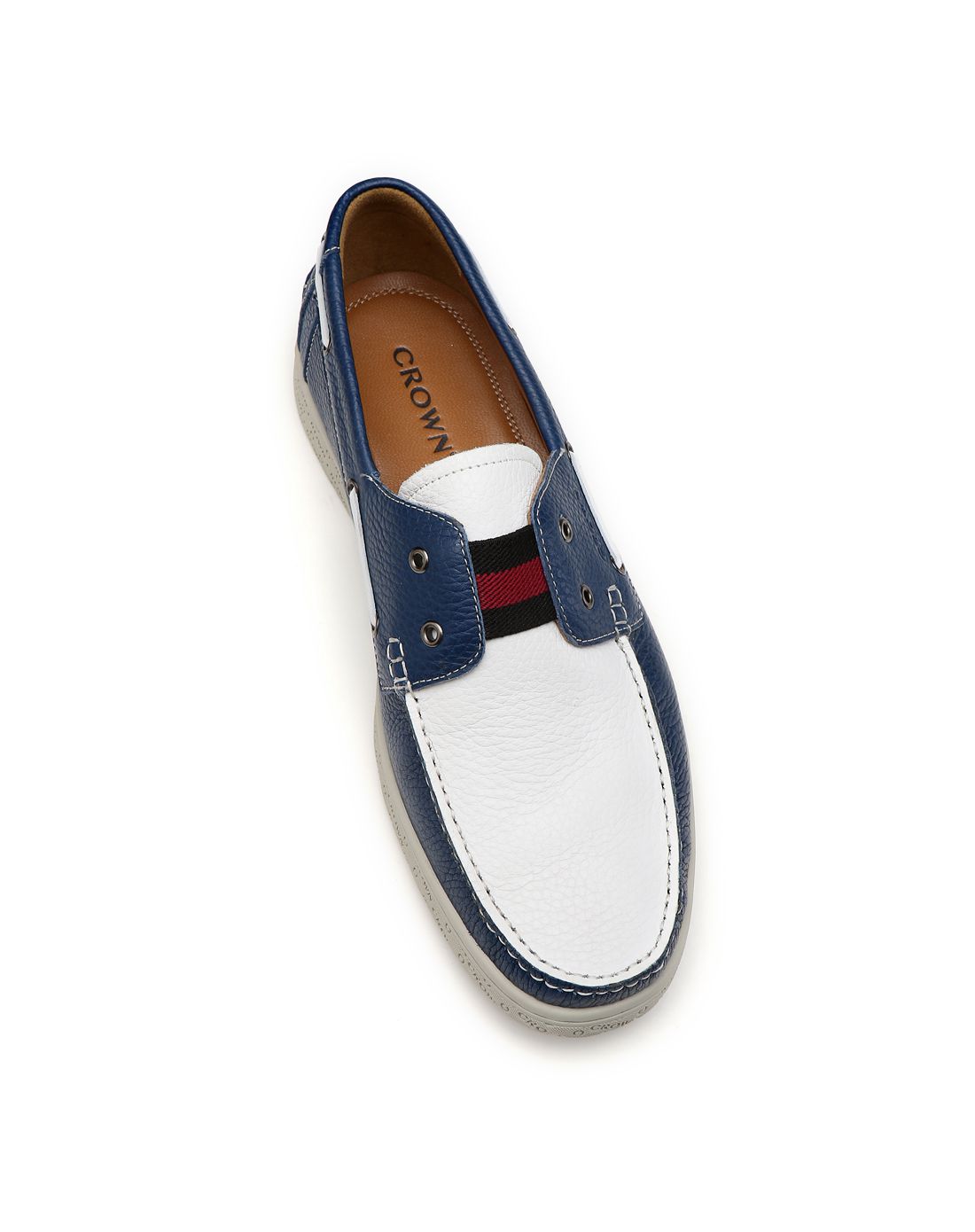 皇冠crown男鞋春夏清仓专场蓝色摔纹牛皮时尚休闲单鞋31110148_唯品会