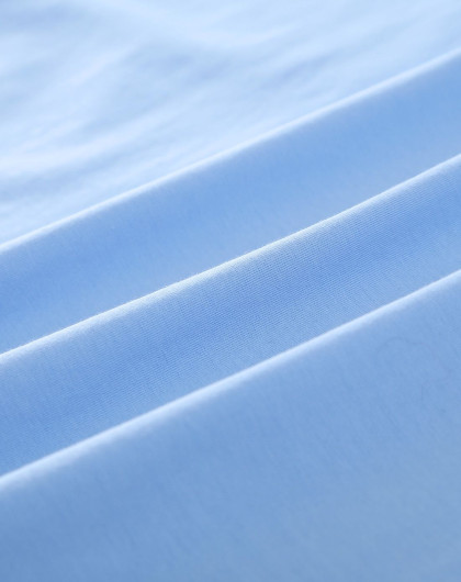 粉蓝色刺绣蕾丝镂空拼接t恤