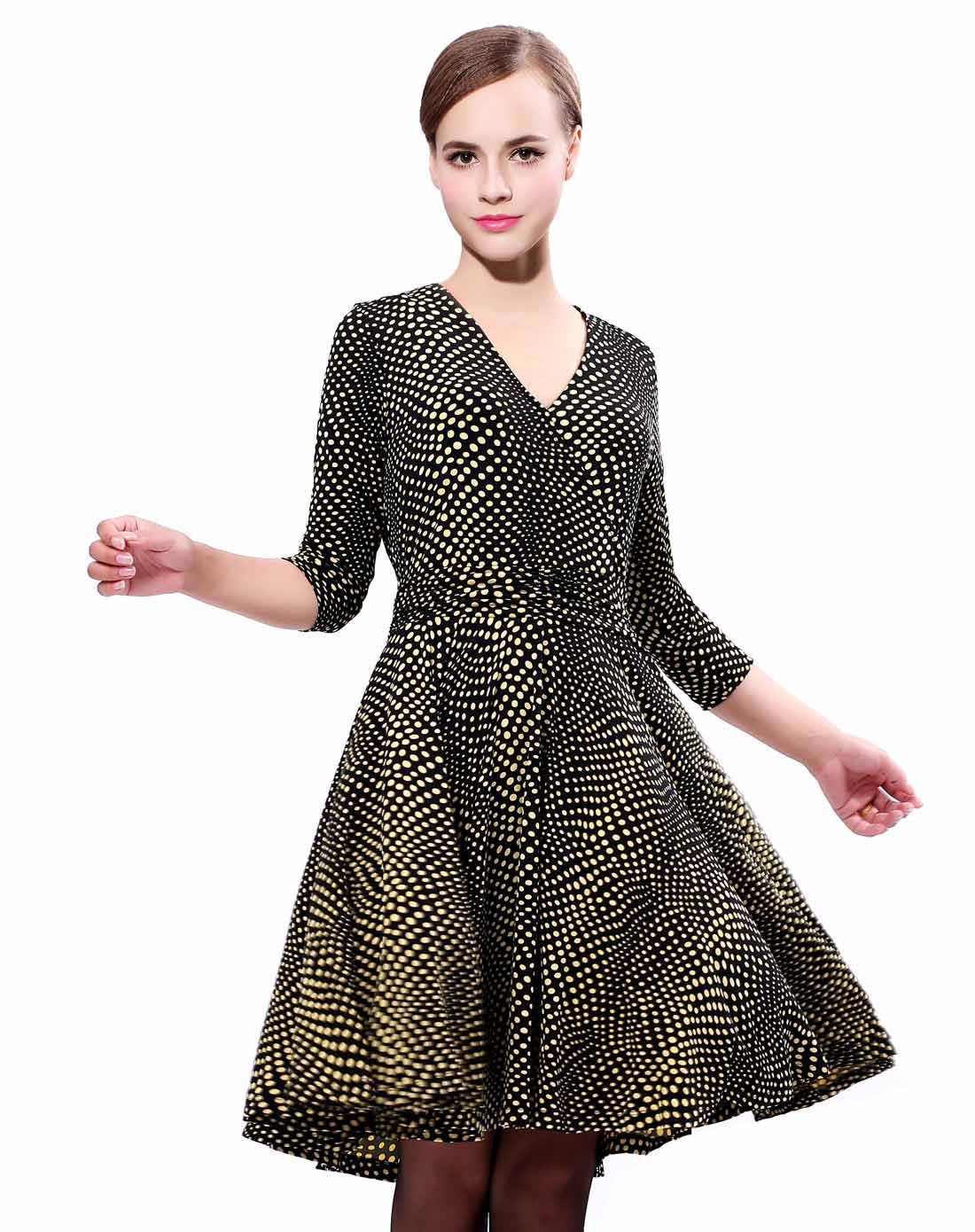 inq莹蔻优雅印花时尚修身连衣裙adxl009098-835_唯品会